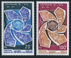 Afars & Issas 374-375, MNH. Michel 106-107. UPU-100, 1974. Letters around UPU.