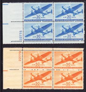 Transports Airmail set Complete in Plate Number Bocks of 4. F/VF/(**)/(*)