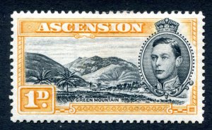 Ascension 1938 KGVI. 1d black & yellow orange. MH. P13.5. SG39a.