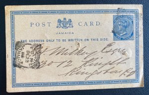 1888 Jamaica Postal Stationery Postcard Cover To Kingston