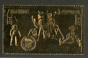 RAS al KHAIMA UNLISTED GOLD FOIL STAMP MOON ROVER   BIN $5.00