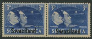 Swaziland -Scott 40 - Victory Overprint - 1945 - MLH - Pair of 3p Stamp