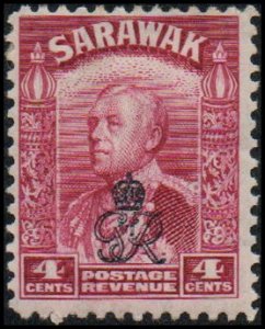 Sarawak 162 - Mint-H - 4c Rajah Sir Charles V. Brooks (black ovpt) (1947)