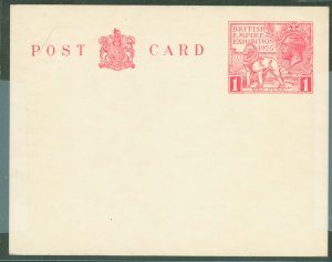 Great Britain  1925 1d postal card for Br Emp Exhibition 1975, very clean