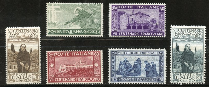 Italy Scott 178-83 Unused H-HRMOG - 1926 Death of St Francis Set - SCV $16.80