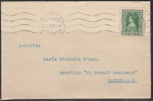 MEXICO 311, 2¢ COVER PAYING REDUCED TARIFF FOR URBAN DELIVERY CIRCULATED VF (13)