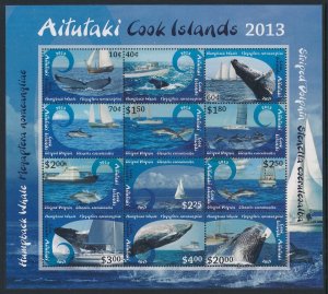 [113798] Aitutaki Cook Isl. 2013 Marine life Whale Dolphin Miniature sheet MNH