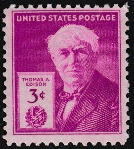 US 945 Thomas A Edison 3c single MNH 1947