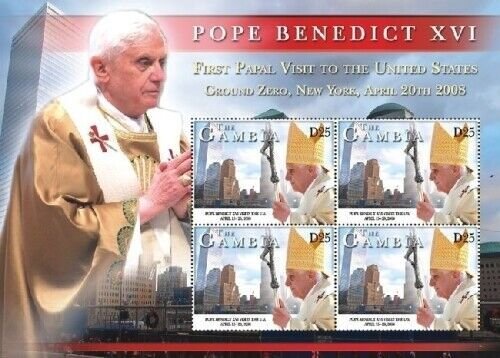 Gambia 2008 - Pope Benedict XVI - Sheet of 4 stamps - Scott #3159 - MNH