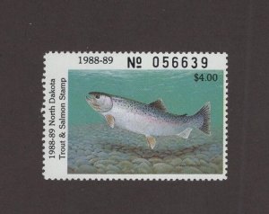 NDTS5 -  North Dakota State Trout & Salmon Stamp. MNH. OG.  Single.