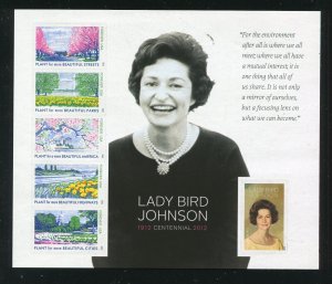 4716g Lady Bird Johnson Sheet of 6 Imperf, No Die Cut Forever Stamps MNH