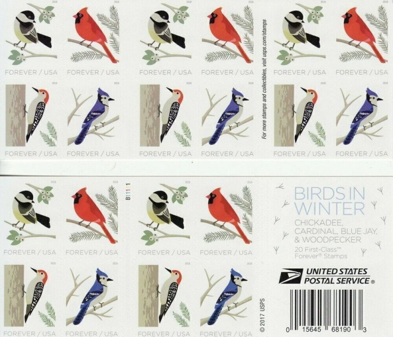 5320 CF1 Counterfeit Birds in Winter Booklet Pane of 20 First Class Stamps