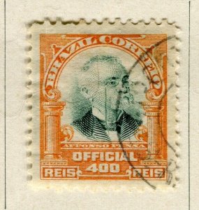 BRAZIL; 1906 early Pena Official issue fine used 400r. value