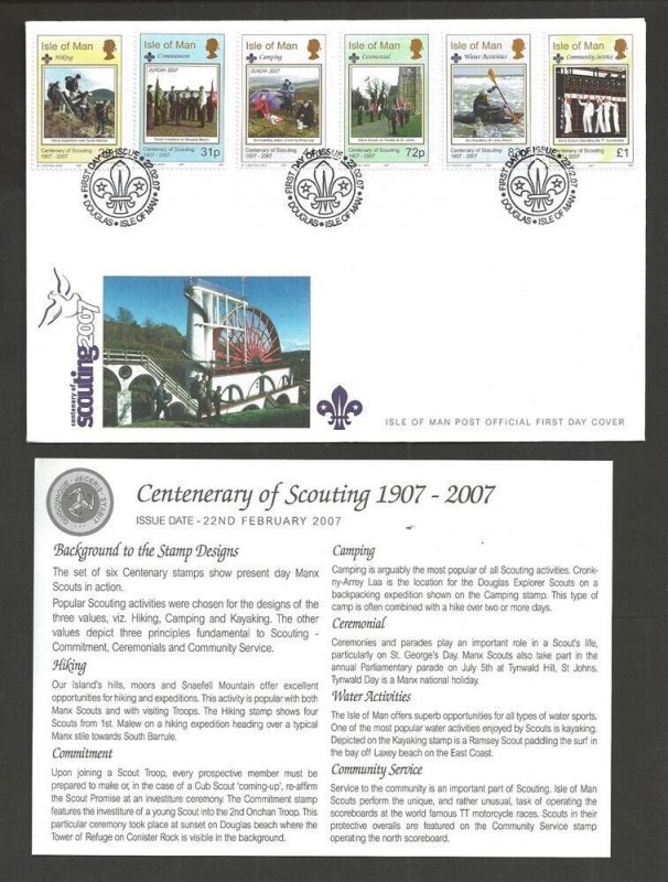 2007 Isle of Man Scouts Centenary Europa FDC