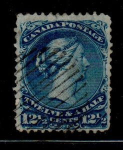 Canada Sc 28 1868 12 1/2 cent blue Large Queen stamp used