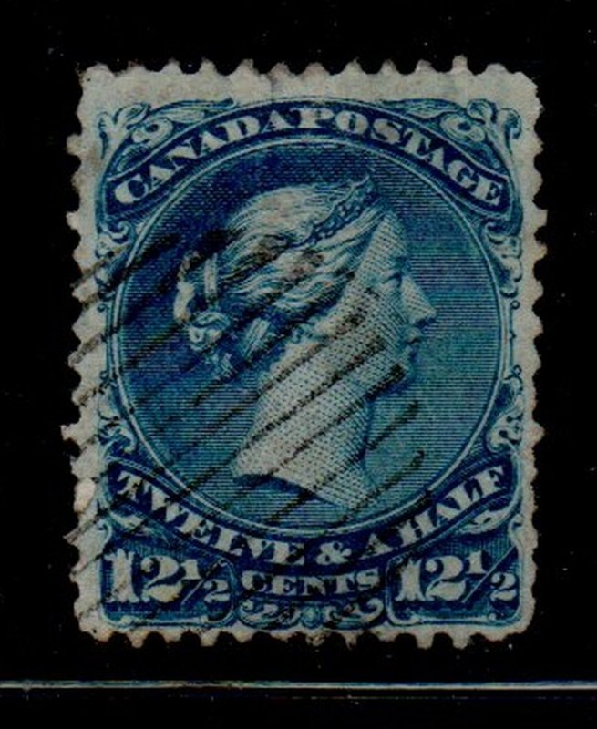 Canada Sc 28 1868 12 1/2 cent blue Large Queen stamp used