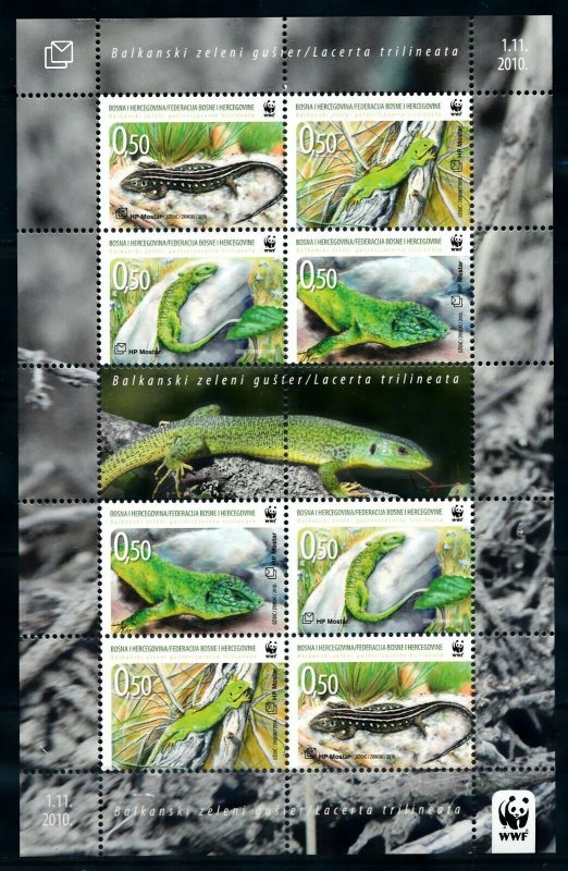 [I1413] Bosnia Herzegovina 2010 Reptils  WWF good sheet very fine MNH