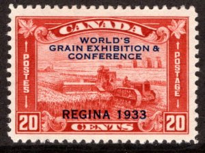 203 Canada, 20c Harvesting Wheat, Grain Exposition, MLHOG, F/VF, Postage Stamp