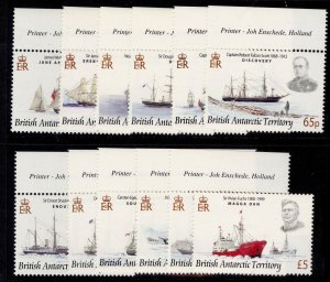 BRITISH ANTARCTIC TERRITORY QEII SG461-472, explorers/ships set NH MINT. Cat £45