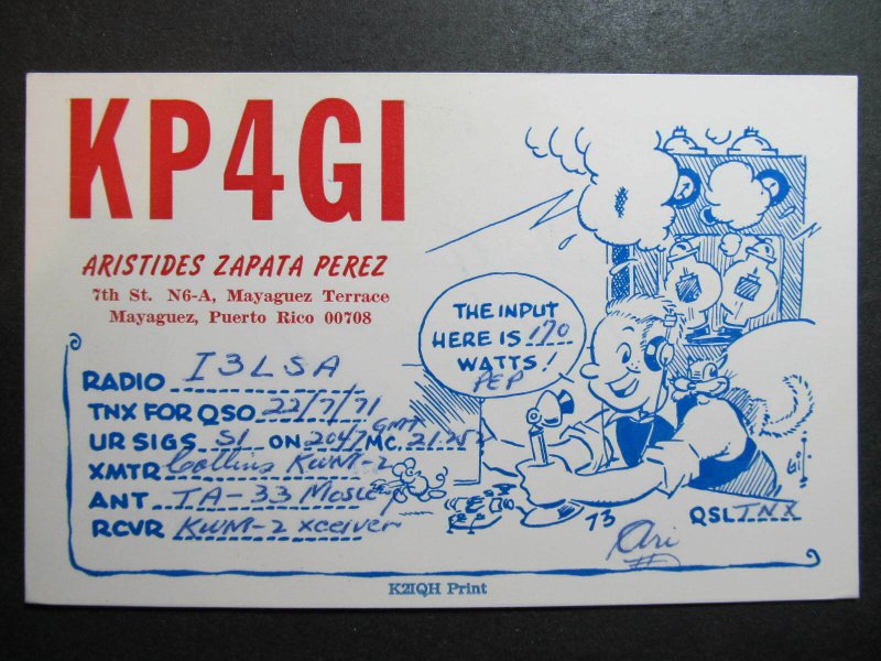 10318 Amateur Radio QSL Card MAYAGUEZ PUERTO RICO-