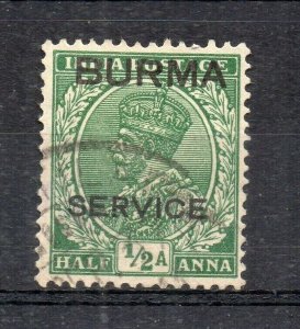 Burma 1937 Early Issue Fine Used 1/2a. Optd NW-167073