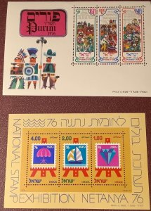 ISRAEL 1976. PURIM & NATIONAL STAMP EXHIBITION NETANYA 76..2 min sheet. MNH-