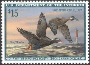 RW63, $15.00 Surf Scoter Federal DUCK Stamp Mint VF NH - Stuart Katz 