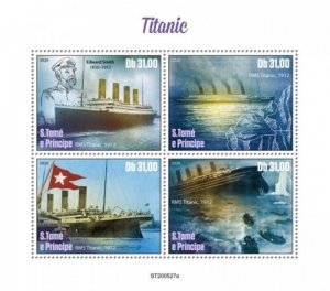 St Thomas - 2020 British Ship RMS Titanic - 4 Stamp Sheet - ST200527a