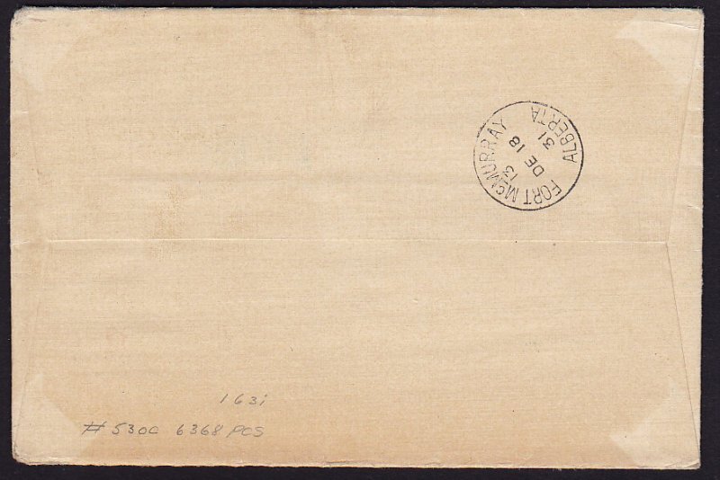 Canada - 1928 - Scott #163,C1 - used on FF cover - Embarras Portage-Ft McMurray