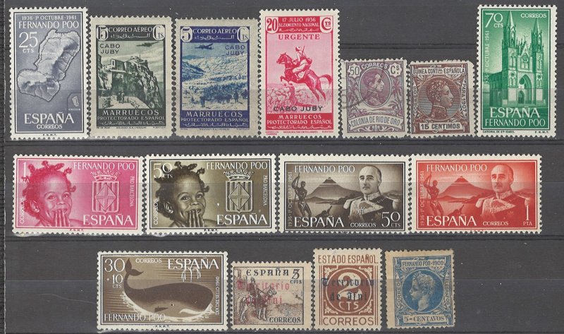 COLLECTION LOT # 3826 SPANISH COLONIES 15 STAMPS 1900+ CV+$22