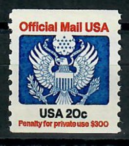 O135 20c Official Mail MNH coil single