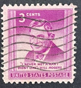 US #975 Used F/VF 3c Will Rogers 1948 [B27.1.4]