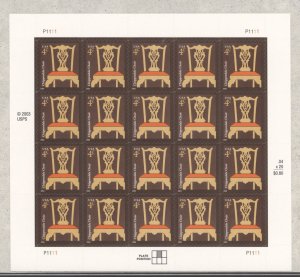 2004 US Scott #3755 4c Chippendale Chair - Sheet of 20 MNH