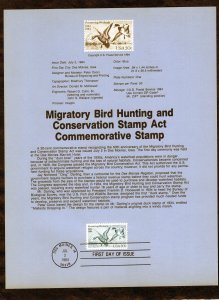 SP650 Migratory Bird Hunting, FDC Souvenir Page (#2092)