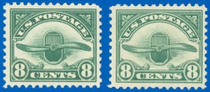 US SCOTT #C4 x2, Left Stamp No Gum, Right Stamp Hinged, Mint-VF, SCV $57.50 (SK)