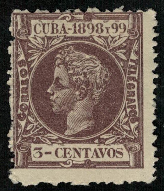 King Alfonso XIII, 3 centavos, MNH, Cuba 1898 y 99, SC #164 (Т-6106)