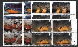 S.GEORGIA&S.SANDWICH SG502/5 2010 WRECKS & HULKS IN BLOCK OF 4  MNH