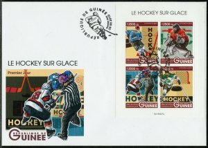 GUINEA 2019 ICE HOCKEY SHEET FIRST DAY COVER 