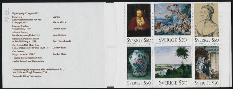 Sweden 1968a Booklet MNH Art, Paintings, Vase 