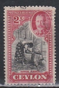 Ceylon # 264, Tapping a Rubber Tree, Used