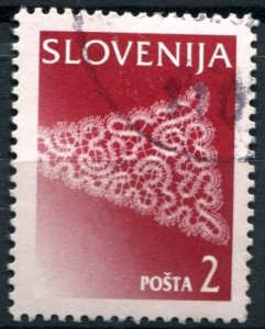 Slovenia Sc#264 Used, 2t car, Traditional Lace Designs from Idria (1996)