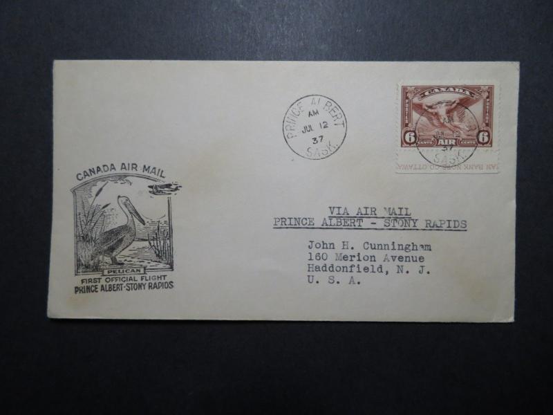 Canada 1937 Prince Albert to Stony Rapids First Flight Cover - Z11195