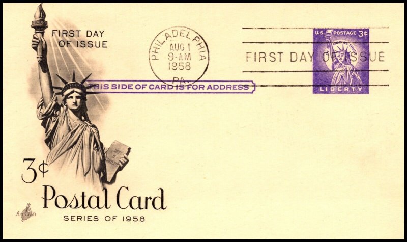 Scott UX46 3 Cents Liberty Artcraft FDC Unaddressed