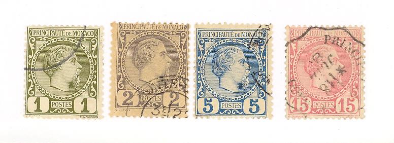 Monaco #1-3,5 Used VF -  Lakeshore Philatelics 