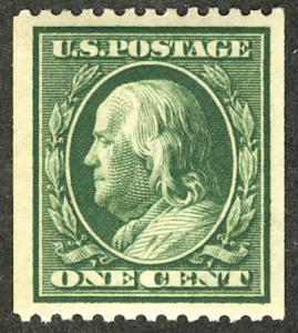 US #385 SCV $70 1c Franklin, VF/XF mint very lightly hinged, fresh stamp, Cho...