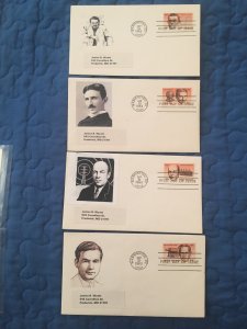 4 FDC American Inventors - label addressed - nice cachets