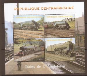 CENTRAL AFRICAN REPUBLIC 2011 TRAINS OF ENGLAND MNH