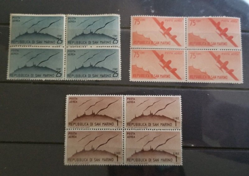 SAN MARINO Scott C41 C42 C43 Airmail MINT Stamp Block MNH Unused T3646
