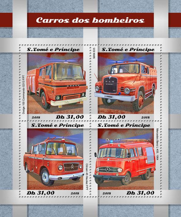 Z08 ST18505a Sao Tome and Principe 2018 Fire engines MNH ** Postfrisch