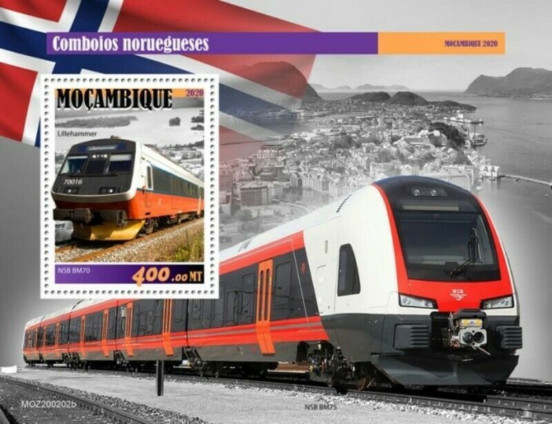 Mozambique - 2020 Norwegian Trains - Stamp Souvenir Sheet - MOZ200202b